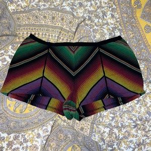EUC Mimi Chica Fitted Serape Style Hippie Stoner Festival Party Shorts Large